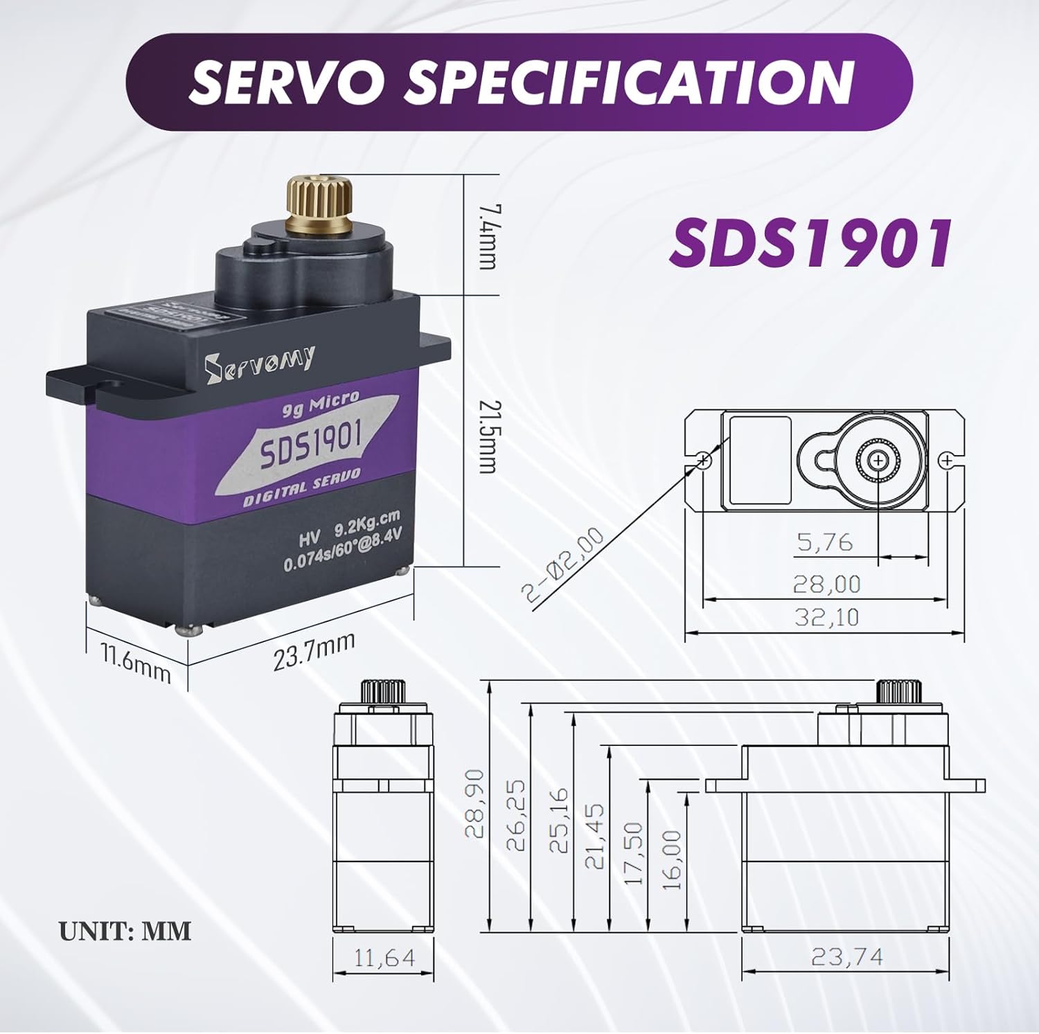 SERVOMY-SDS1901 Digital 9G Mic - Drone And Car recension och pris