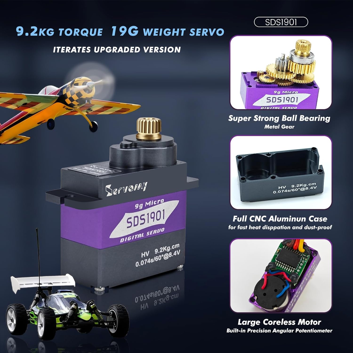 SERVOMY-SDS1901 Digital 9G Mic - Drone And Car recension och pris